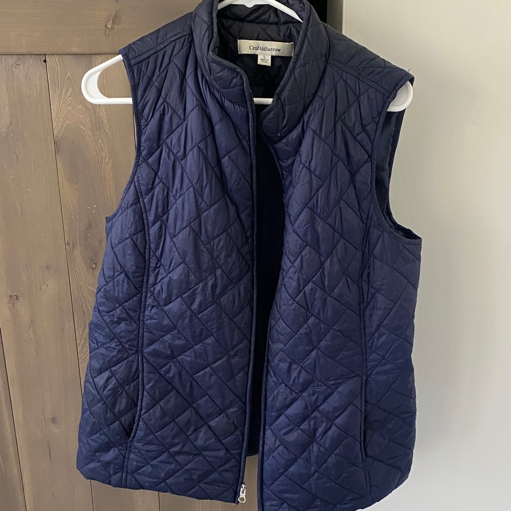 croft & barrow Navy Quilted Sleeveless Vest